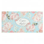 Dream Cards Конверт для денег "С днем свадьбы!" (розовые цветы на голубом) 1-11-0138
